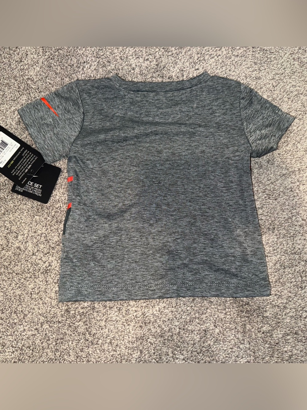 Nike Grey Tee & Black Shorts Set with Red Swoosh - Picture 5 of 7